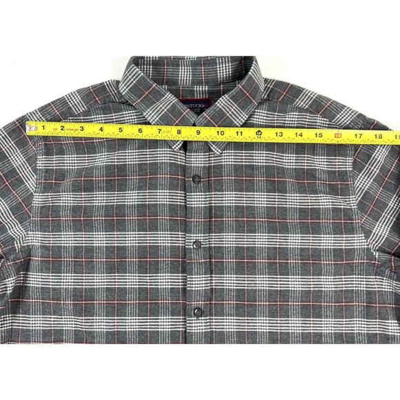 Untuckit Hazlitt Flannel Shirt Mens Large Slim Fit Gray Red Plaid Long Sleeve - Picture 10 of 14